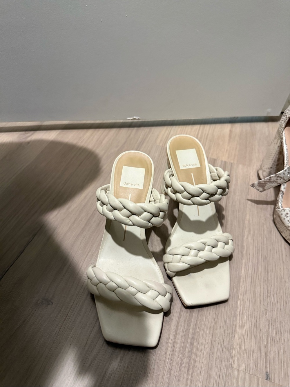 Dolce Vita Cream Braided Double-Strap Slide Heels